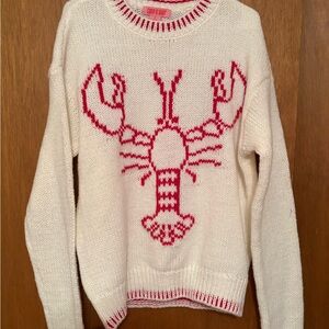 Lobster Motif Knit Sweater - White and Red